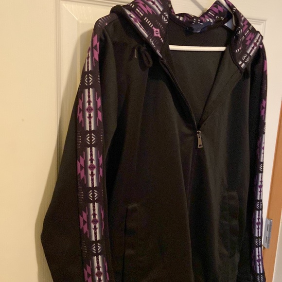 Nu Trendz jacket coat jogger size small s. Hooded hoodie Black purple zip up - Picture 3 of 8